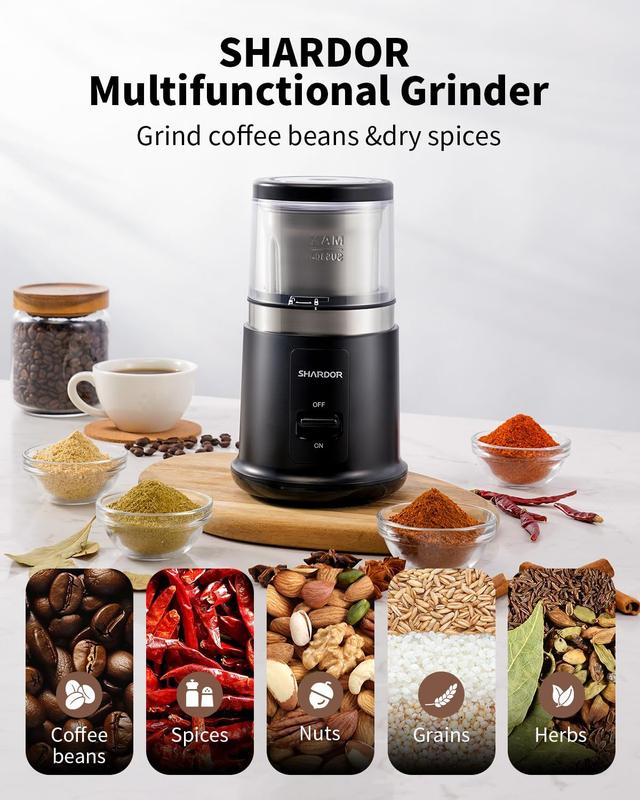 Moedor de café SHARDOR One Touch elétrico com tigela de aço